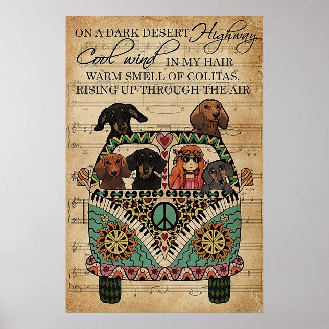 Music Sheet Cool Wind Dachshund dog gift Poster (Front)