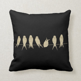 Music Sheet Musical Note Birds on Tree Branch Throw Pillow