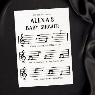 Music sheet notes baby shower invitation