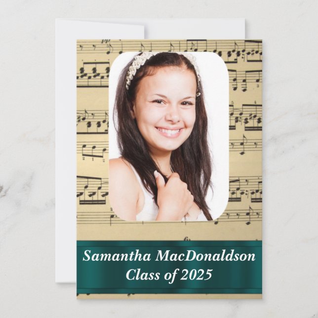 Music sheet photo graduation invitation (Front)