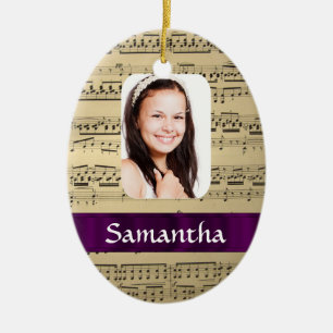 Music sheet photo template ceramic ornament