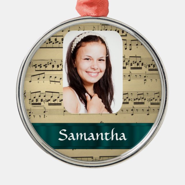Music sheet photo template metal ornament (Front)