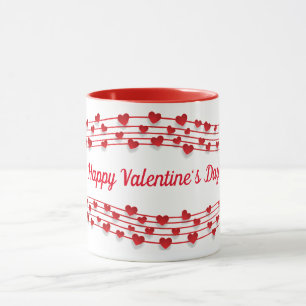 Music Sheet Red Hearts Valentine's Day Mug