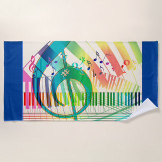 Music, sounds, joy beach towel