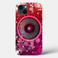 Music speaker and paint splatters