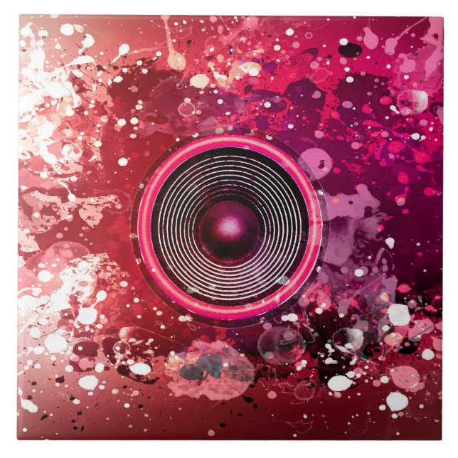 Music speaker and paint splatters tile (Front)