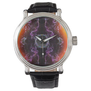 Music speaker and purple neon pattern watch