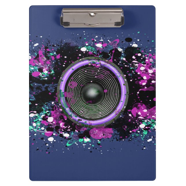 Music speaker and splattered paint clipboard (Front)