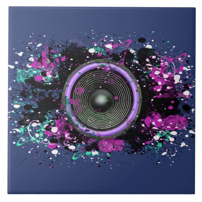 Music speaker and splattered paint tile (Front)