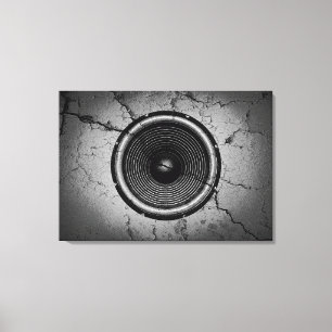 Music speaker on a cracked wall canvas print