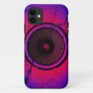 Music speaker on a cracked wall iPhone 11 case