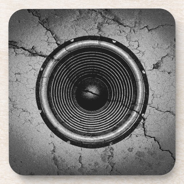 Music speaker on a cracked wall coaster (Front)
