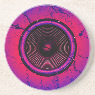 Music speaker on a cracked wall coaster