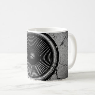 Music speaker on a cracked wall coffee mug