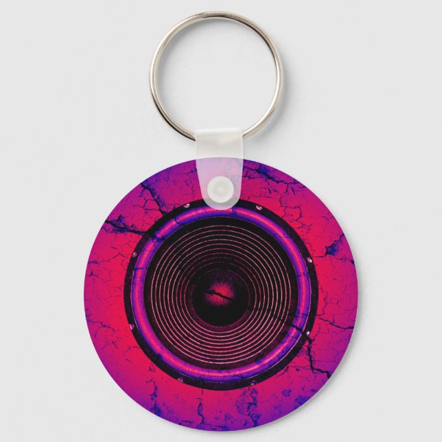 Music speaker on a cracked wall keychain (Front)