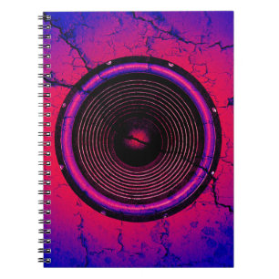 Music speaker on a cracked wall notebook