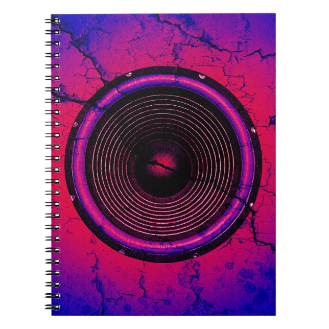 Music speaker on a cracked wall notebook (Front)