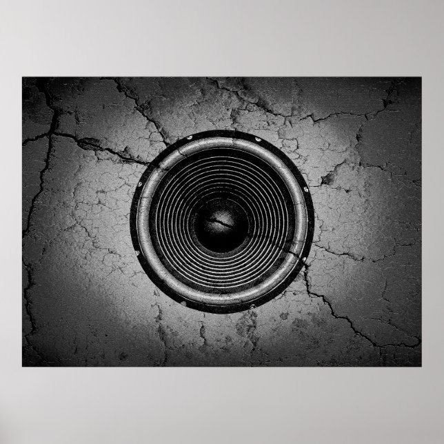 Music speaker on a cracked wall poster (Front)
