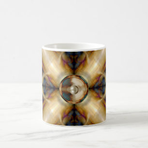 Music speaker on a gold cross background coffee mug