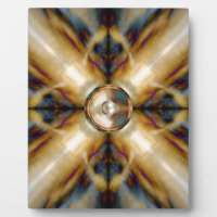 Music speaker on a gold cross background