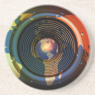 Music speaker on a world map coaster