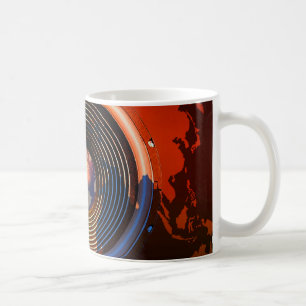 Music speaker on a world map coffee mug
