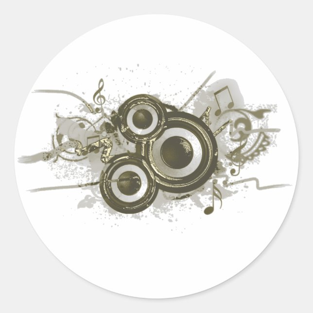 Music - Speaker Swirl Classic Round Sticker (Front)