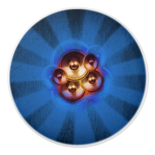 Music speakers and blue sunburst ceramic knob