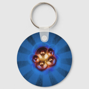 Music speakers and blue sunburst keychain