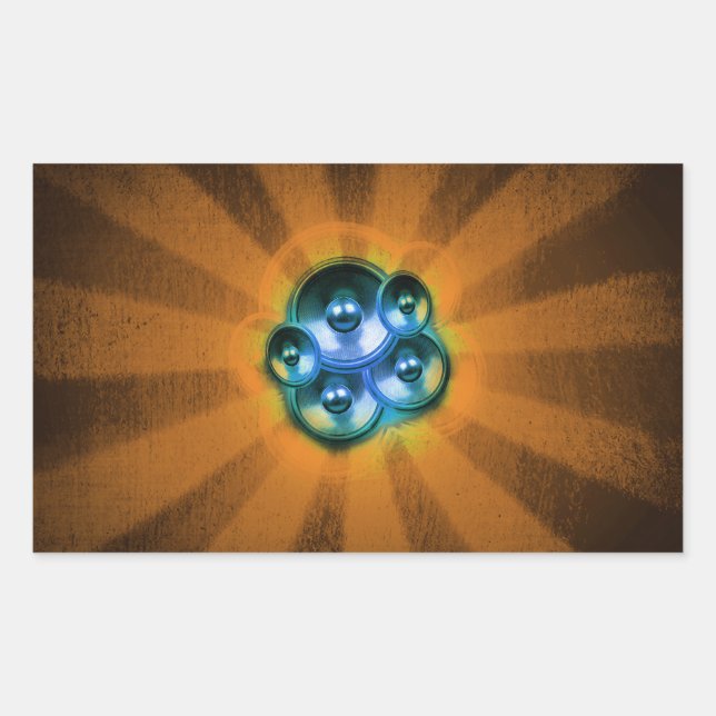 Music speakers and orange sunburst sticker (Front)