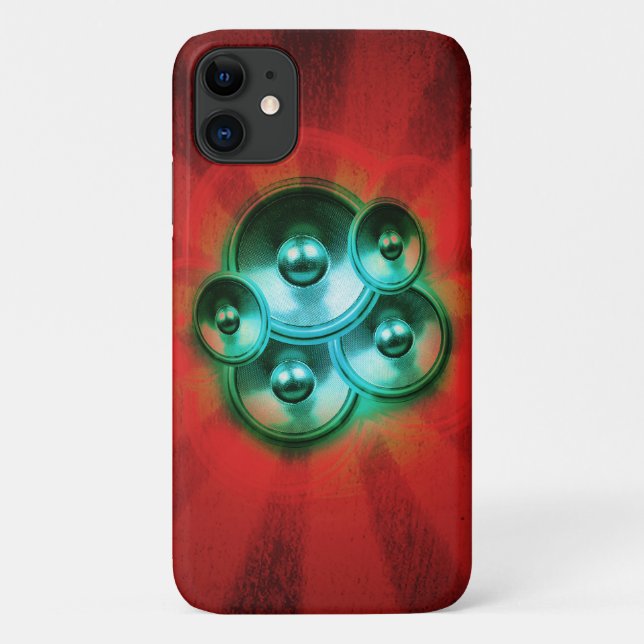 Music speakers and red sunburst Case-Mate iPhone case (Back)