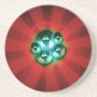 Music speakers and red sunburst