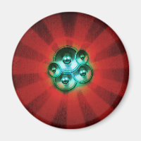 Music speakers and red sunburst