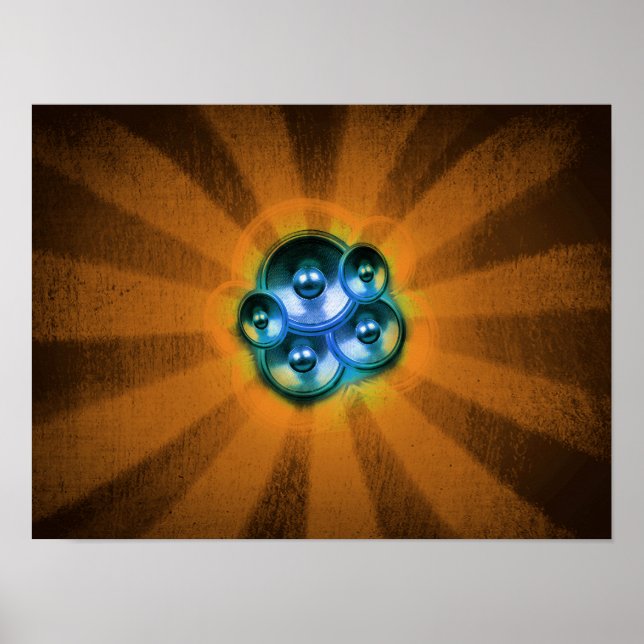 Music speakers and sunburst poster (Front)