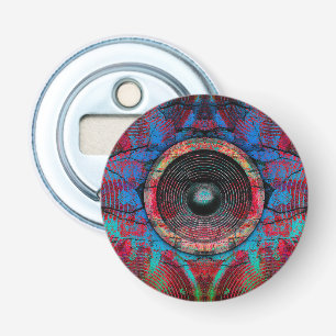 Music speakers on a cracked wall bottle opener