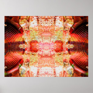 Music speakers on a cracked wall poster