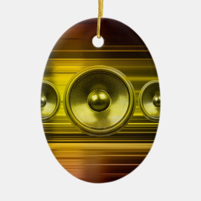 Music speakers with gold light streaks ceramic ornament (Front)