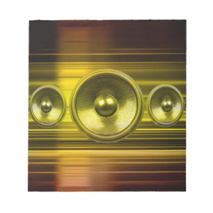 Music speakers with gold light streaks notepad