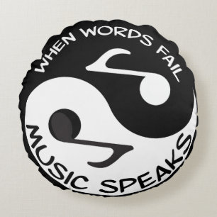 Music Speaks Ying and Yang Throw Pillow