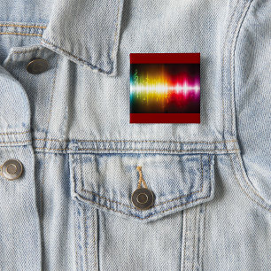 Music Spectrum Soundwave Vibrant Audio Visualizer  2 Inch Square Button
