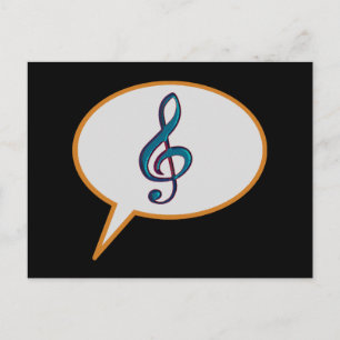 music speech balloon postcard