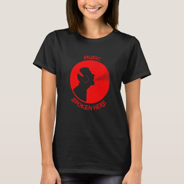 Music Spoken Here Vinyl Record Singer Red T-Shirt (Front)