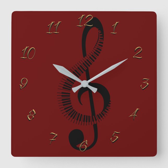 Music Square Wall Clock (Front)