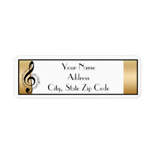Music Staff and Notes Return Address Label