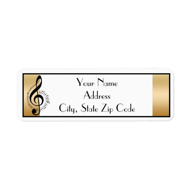 Music Staff and Notes Return Address Label (Front)