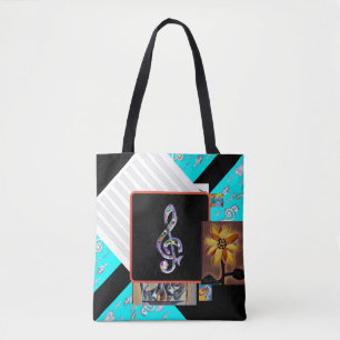 Music staff tote bag