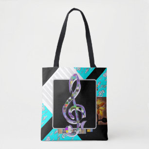 Music staff tote bag