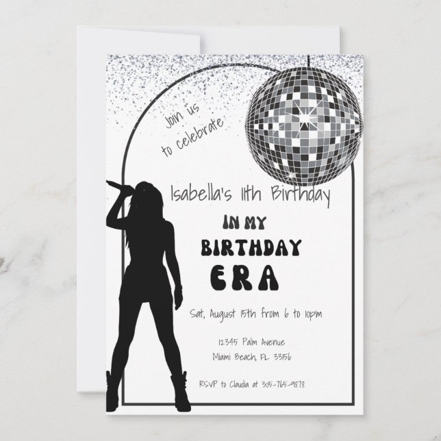 Music Star In Her Birthday Era Birthday Invitation (Front)