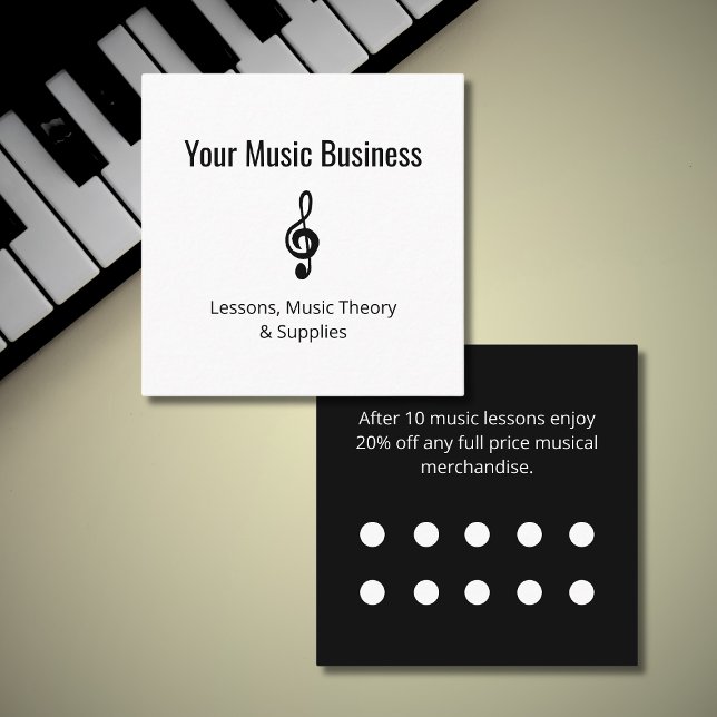 Music Store Lessons Simple Treble Clef Discount  Loyalty Card (Creator Uploaded)