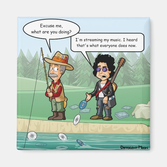 Music Streaming Funny Pun Refrigerator Magnet (Front)